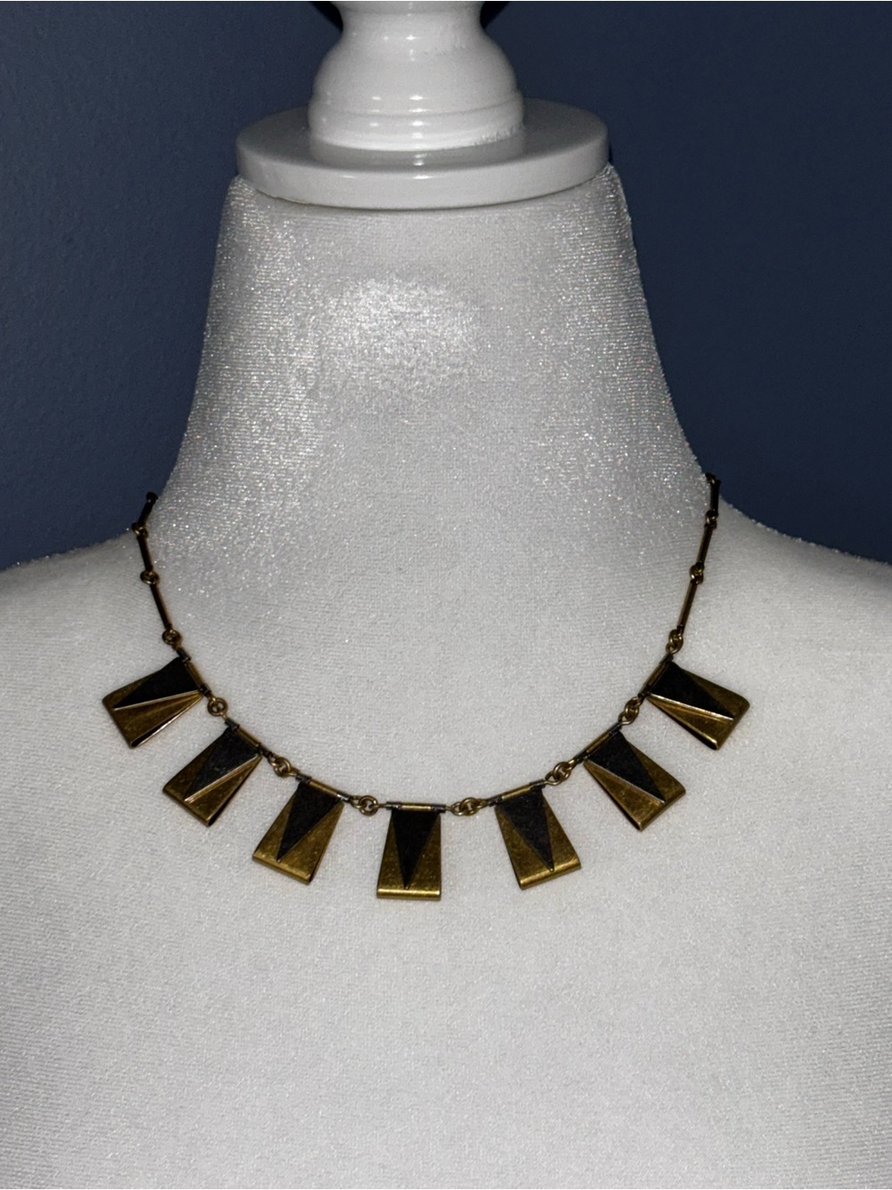 JCrew Vintage Gold Tone Geometric Pendant Necklace